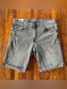 H&M Men's Black Distressed Denim Shorts